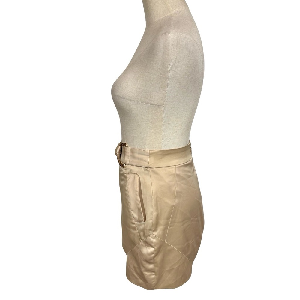 House of CB Thana Oyster Satin Military Belted Buckle Mini Skirt - Picture 6 of 11